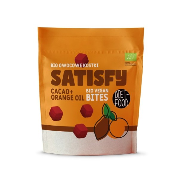 Bio Vegan Bites SATISFY owocowe kostki - czekolada z pomarańczą 120 g
