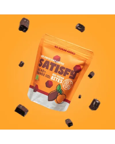 Bio Vegan Bites SATISFY owocowe kostki - czekolada z pomarańczą 120 g