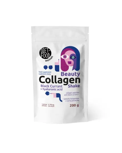 Beauty Kolagen Shake z czarną porzeczką i kwasem hialuronowym 200 g