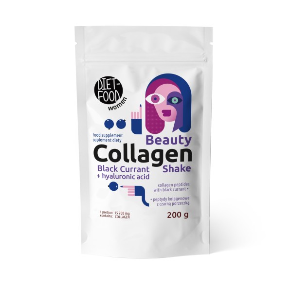 Beauty Kolagen Shake z czarną porzeczką i kwasem hialuronowym 200 g