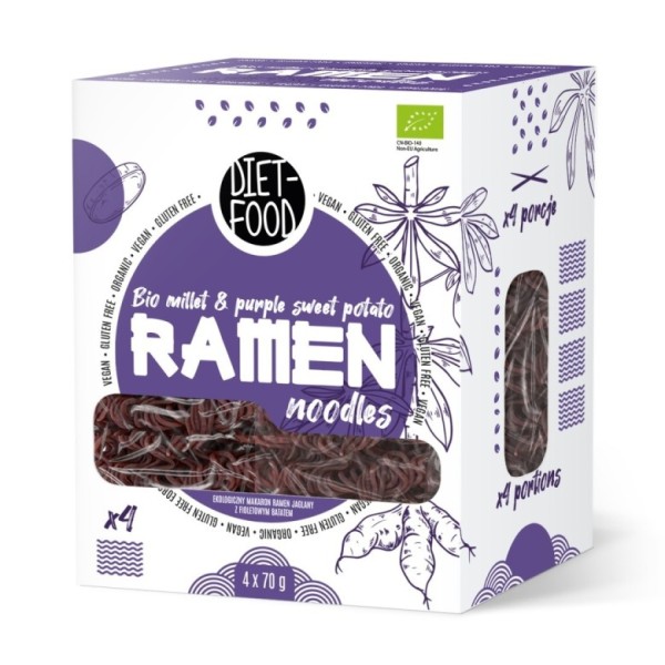 Bio Ramen Makaron Jaglany z Fioletowym Batatem 280 g