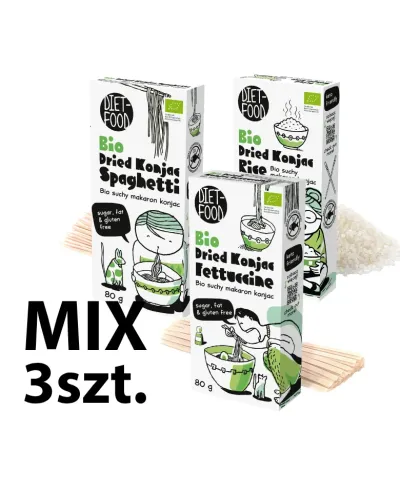 Bio Suchy Makaron Shirataki Konjac MIX 3 wersji