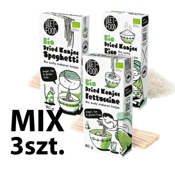 Bio Suchy Makaron Shirataki Konjac MIX 3 wersji