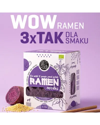 Bio Ramen Makaron Jaglany z Fioletowym Batatem 280 g